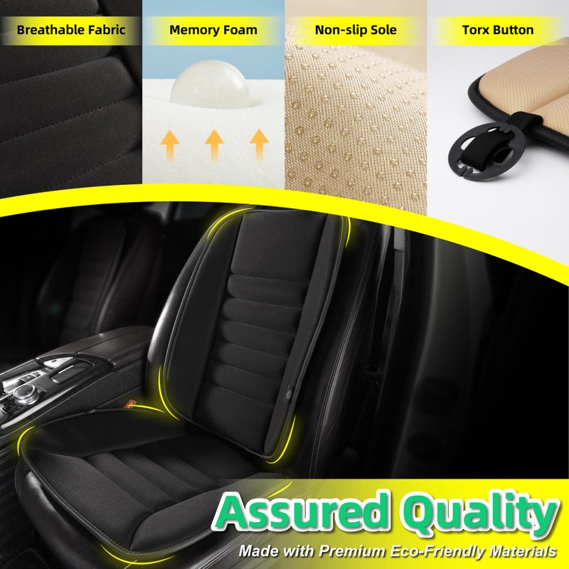 kingphenix Car Seat Cushion with Back Support Pillow: Enhanced Comfort Memory Foam Design for Pain Relief  Ideal for Drivers and Office Use - Ergonomic Lumbar Comfort for Long Sitting - Black - Image 3